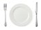 Empty plate with fork and knife