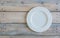 Empty plate on used look wooden background
