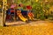 Empty playground. Autumn at sunny day.