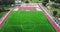 Empty playground stadium with Red sport ground for playing big tennis basketball and Green Football soccer field and
