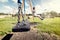 Empty playground swing