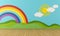 Empty Playroom with rainbow and green hills