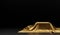 Empty podium covered with gold cloth on black background 3d render