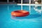 empty pool with floating rubber ring