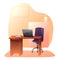 Empty private office flat vector illustration. CEO, boss, manager workplace drawing. Worker, employee desk with rolling