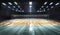 Empty professional volleyball court in lights