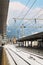 Empty Railway station at winter day