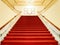 Empty red carpet with white luxury stairs with spotlight