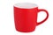 An empty red ceramic mug