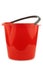 Empty red plastic household bucket