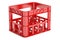 Empty red plastic storage box, crate for bottles. 3D rendering