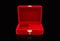 Empty red velvet box