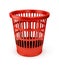 Empty red wastebasket icon