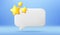 Empty reminder chat bubble. Push notice alert with stars icon. Phone 3d message template. Vector illustration