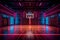 empty render corridor spotlight basketball hall neon game background arena indoor interior. Generative AI.