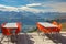 Empty restaurant with views on Matterhorn