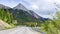 Empty road in Beautiful Rocky mountains, Jasper National Park, Canada. Nature background