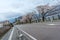 Empty road on the lakeside of Kawaguchi-ko at dusk