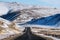 Empty Road in Valley at winter time