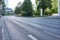 Empty roadway on street in big city