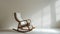 Empty rocking chair in a minimalist room bathed in sunlight. serene and peaceful interior photo. ideal for modern decor