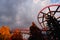 An empty roller coaster in Canada\\\'s Wonderland amusement park at dusk.