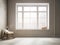 Empty room with big window . loft , Mock up, 3D Rendering, minimalist background, ai