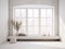 Empty room with big window . loft , Mock up, 3D Rendering, minimalist background, ai