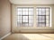 Empty room with big window . loft , Mock up, 3D Rendering, minimalist background, ai