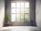 Empty room with big window . loft , Mock up, 3D Rendering, minimalist background, ai