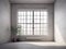Empty room with big window . loft , Mock up, 3D Rendering, minimalist background, ai