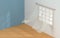 Empty room with blowing curtain, interior background, 3d rendering