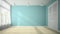 Empty room with blue wall 3D rendering
