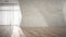 Empty room with broken concrete wall 3D rendering