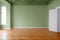 Empty room with green painted walls, home renovation concept