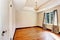 Empty room interior with coffered ceiling