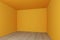 Empty room ,orange wall with wood floor