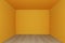 Empty room ,orange wall with wood floor