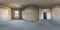 Empty room without repair. full seamless spherical hdri panorama 360 degrees in interior of gray loft room office with panoramic