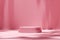 Empty room scene backdrops product display on pink background with sunny shadow in blank studio. Empty pedestal or podium platform