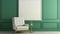 Empty Room With White Armchair And Green Walls