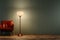 Empty rooms 3D lamp rendering creates a captivating, atmospheric ambiance