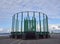 An Empty Rotating Cable drum lies on its side after unloading its Cargo at Den Haag Container Terminal in Amsterdam.