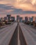 Empty San Diego Freeway with Sunset Sky - Vertical