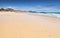 Empty sandy beach landscape Porto Santo
