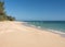 Empty sandy Pounders Beach at Laei park on east coast of Oahu