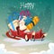 Empty Santa Claus Sleigh With Present Box Christmas Celebration New Year Greeting Card