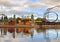 Empty Sarkanniemi Amusement Park at sunset in autumn. City landscape.Tampere