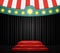 Empty scene with stage podium, black curtain and circus tent