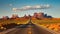 Empty scenic highway in Monument Valley. Generative AI